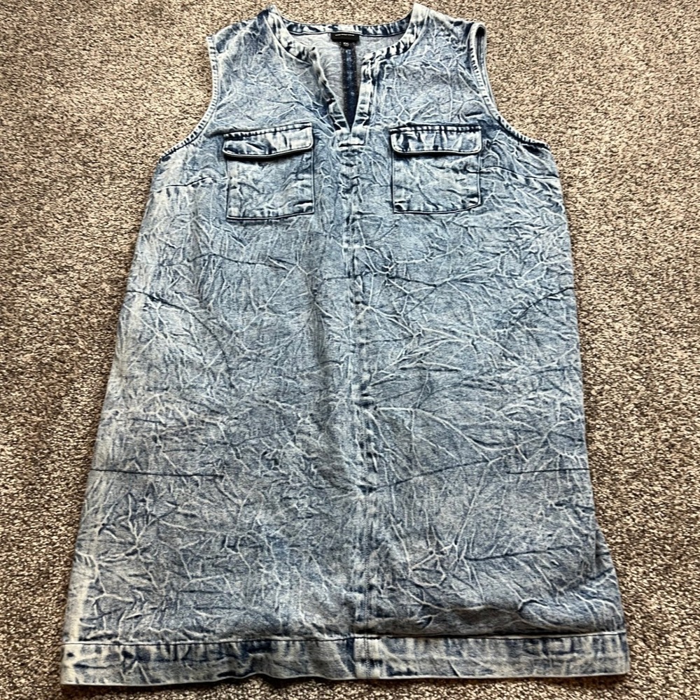Who What Wear Dress Womens XXL Acid Wash Denim Sleeveless V Neck Dress